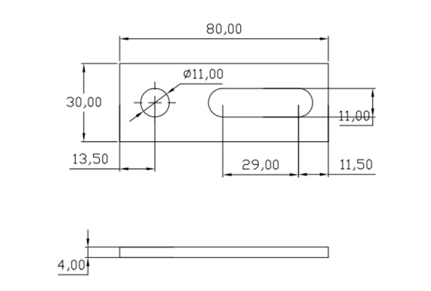 Montageadapter - Flachwinkel 80 mm x 30 mm x 4 mm / M12