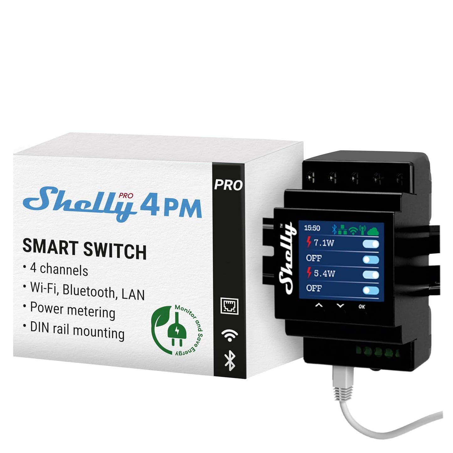 Shelly Pro 4PM – 4-Kanal-Hutschienenrelais mit Leistungsmessung